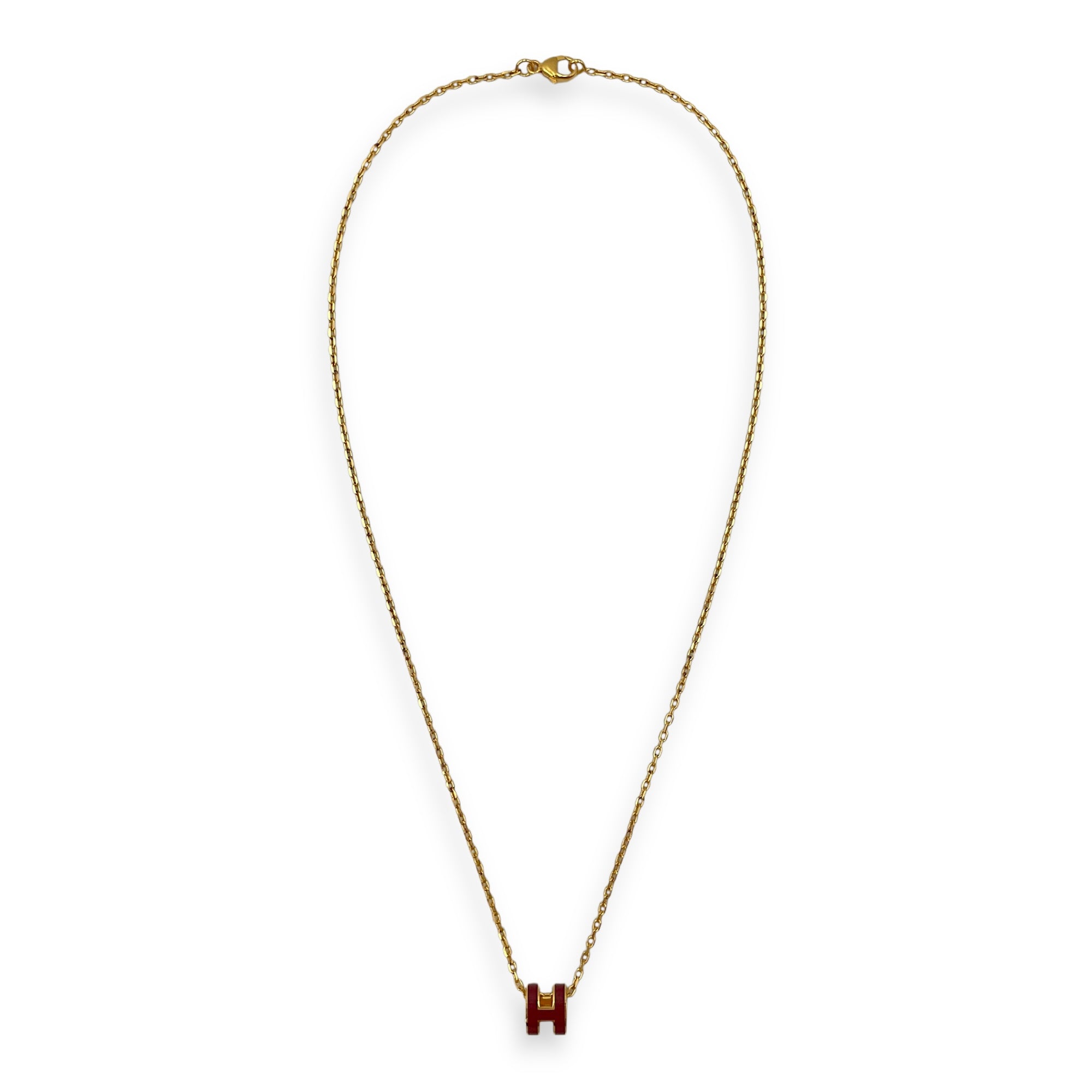 Pop H Mini Rouge Grenat Necklace, Gold hardware