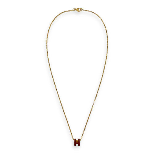 Pop H Mini Rouge Grenat Necklace, Gold hardware