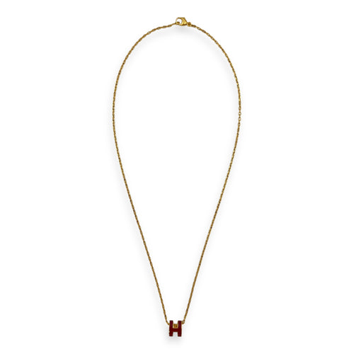Pop H Mini Rouge Grenat Necklace, Gold hardware