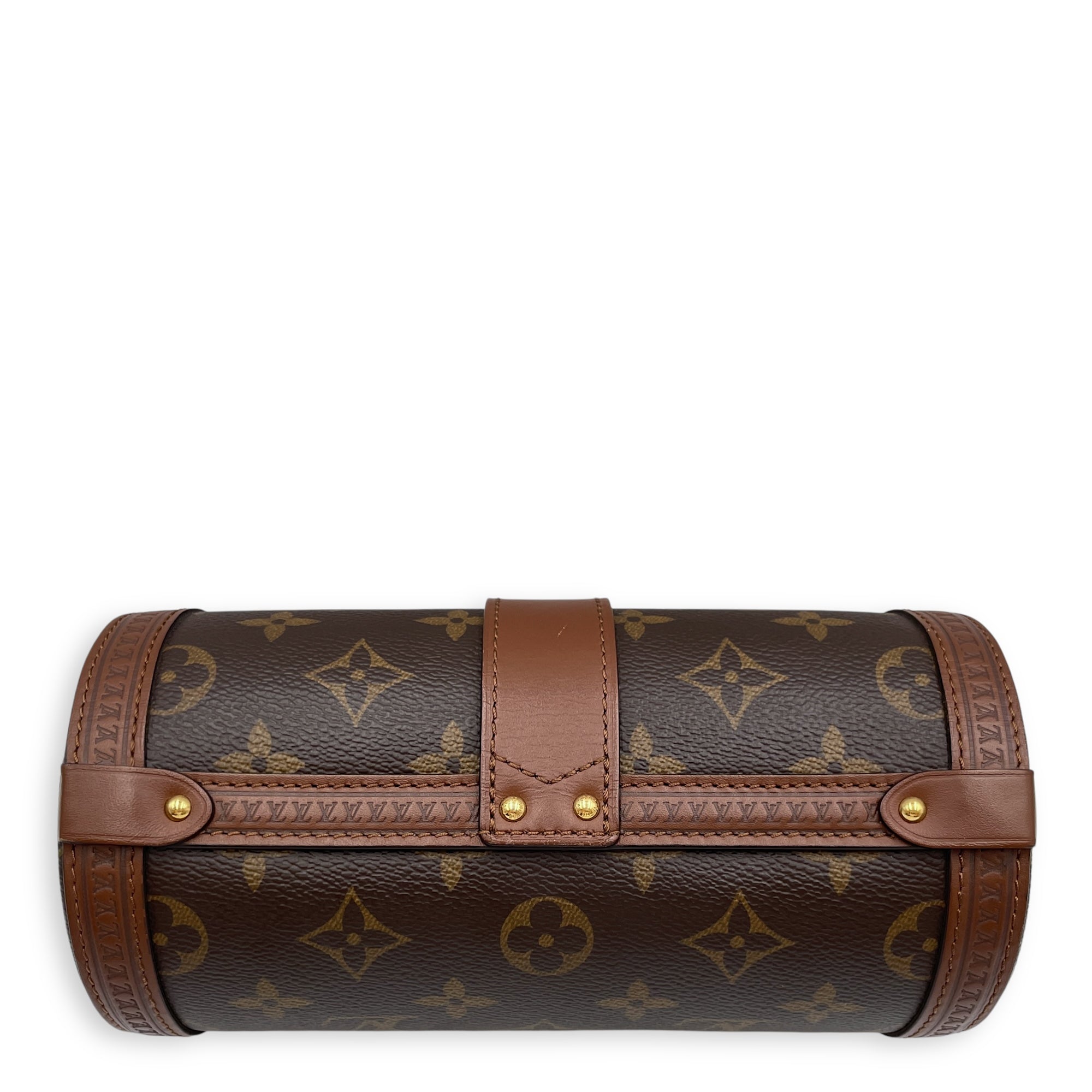 Papillon Trunk Brown Monogram Crossbody Bag in Coated Canvas, Gold hardware
