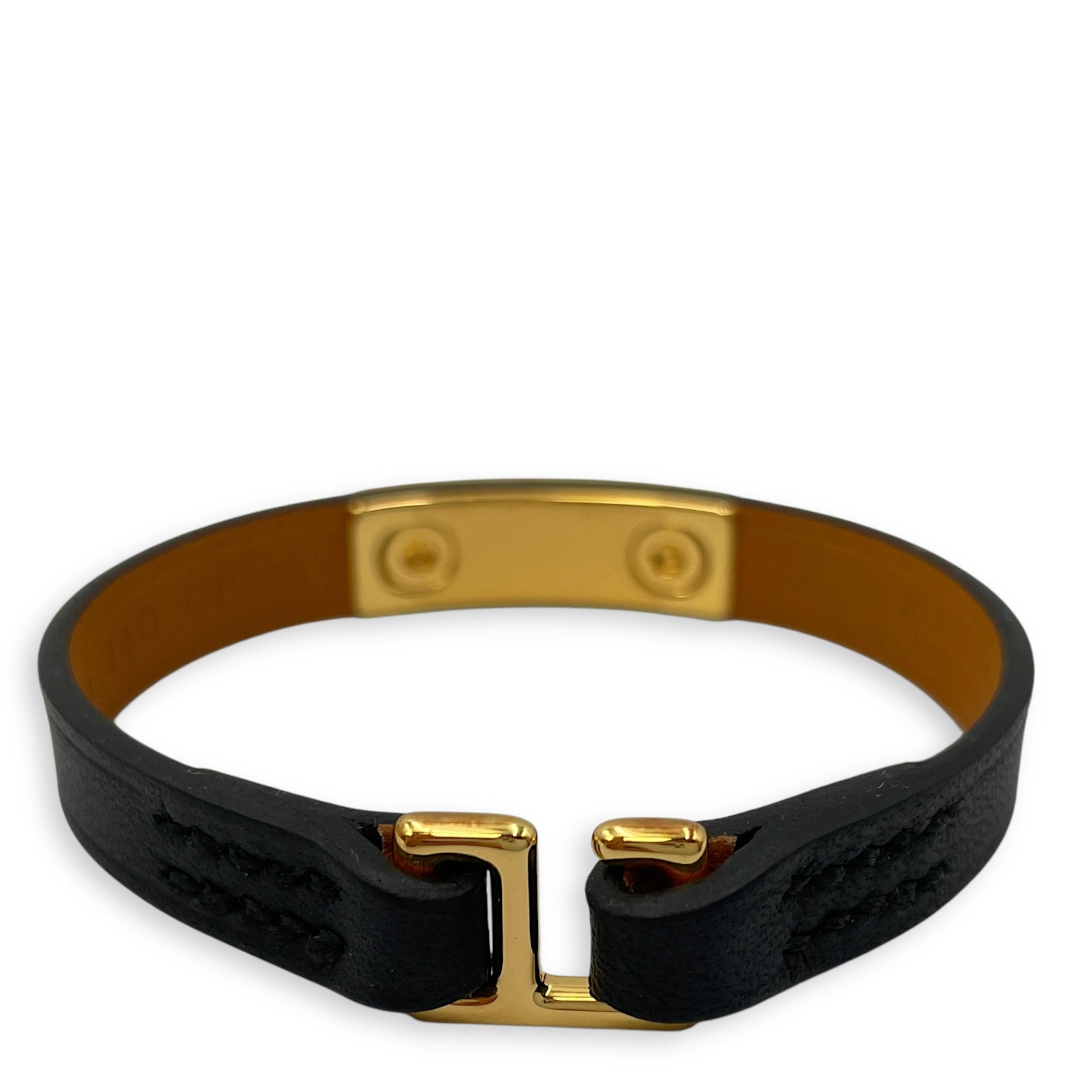 Rivale (Mini) T1 Black Bracelet in Swift, Gold hardware