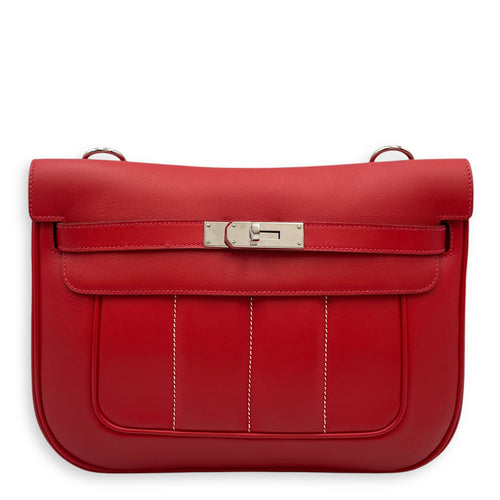 Berline 28 Rouge Casaque in Swift Palladium hardware