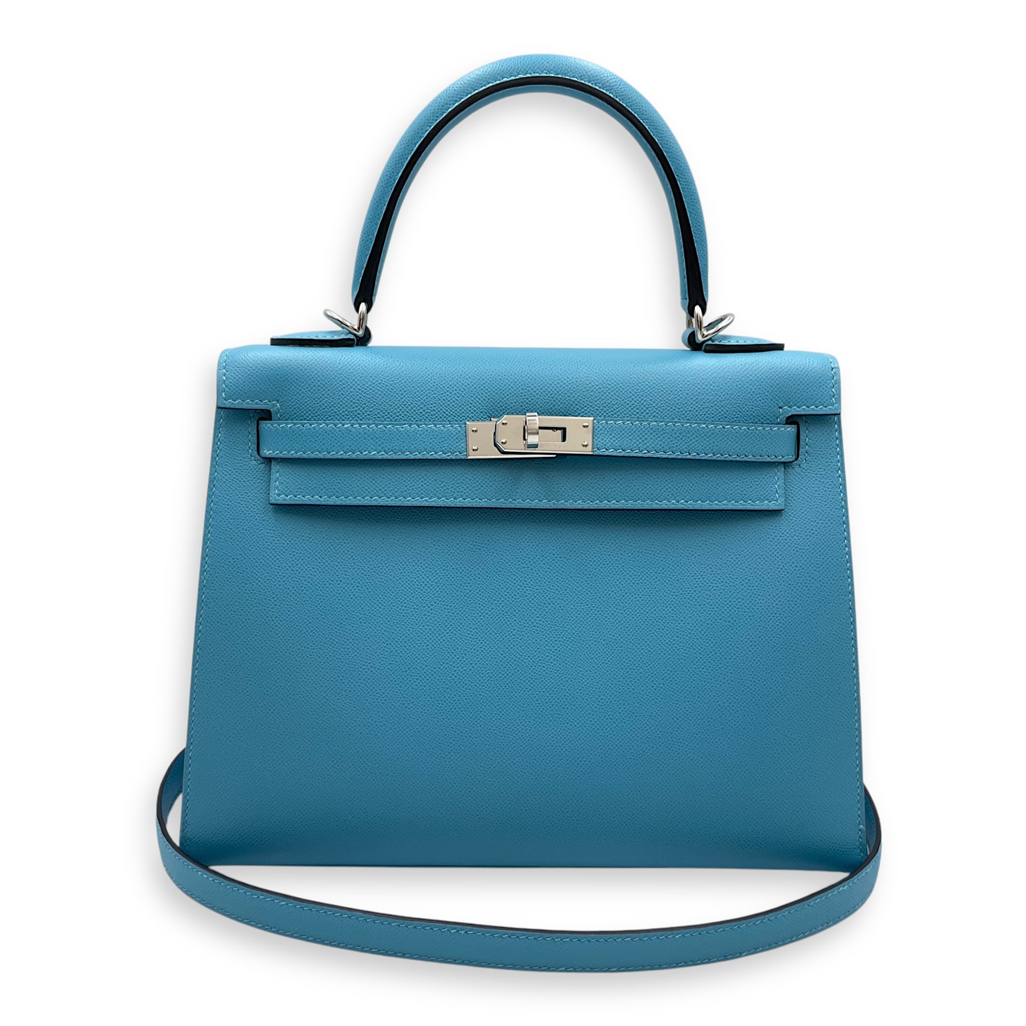 Sellier Kelly Verso 25 Blue Du Nord/ Cuivre in Madame, Palladium hardware