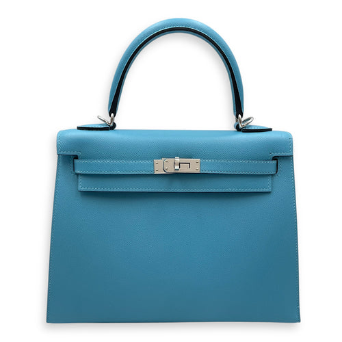 Sellier Kelly Verso 25 Blue Du Nord/ Cuivre in Madame, Palladium hardware