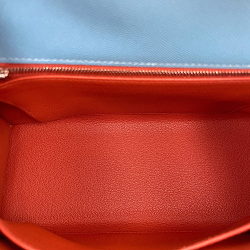 Sellier Kelly Verso 25 Blue Du Nord/ Cuivre in Madame, Palladium hardware