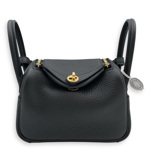 Lindy II Mini Black in Clemence, Gold hardware