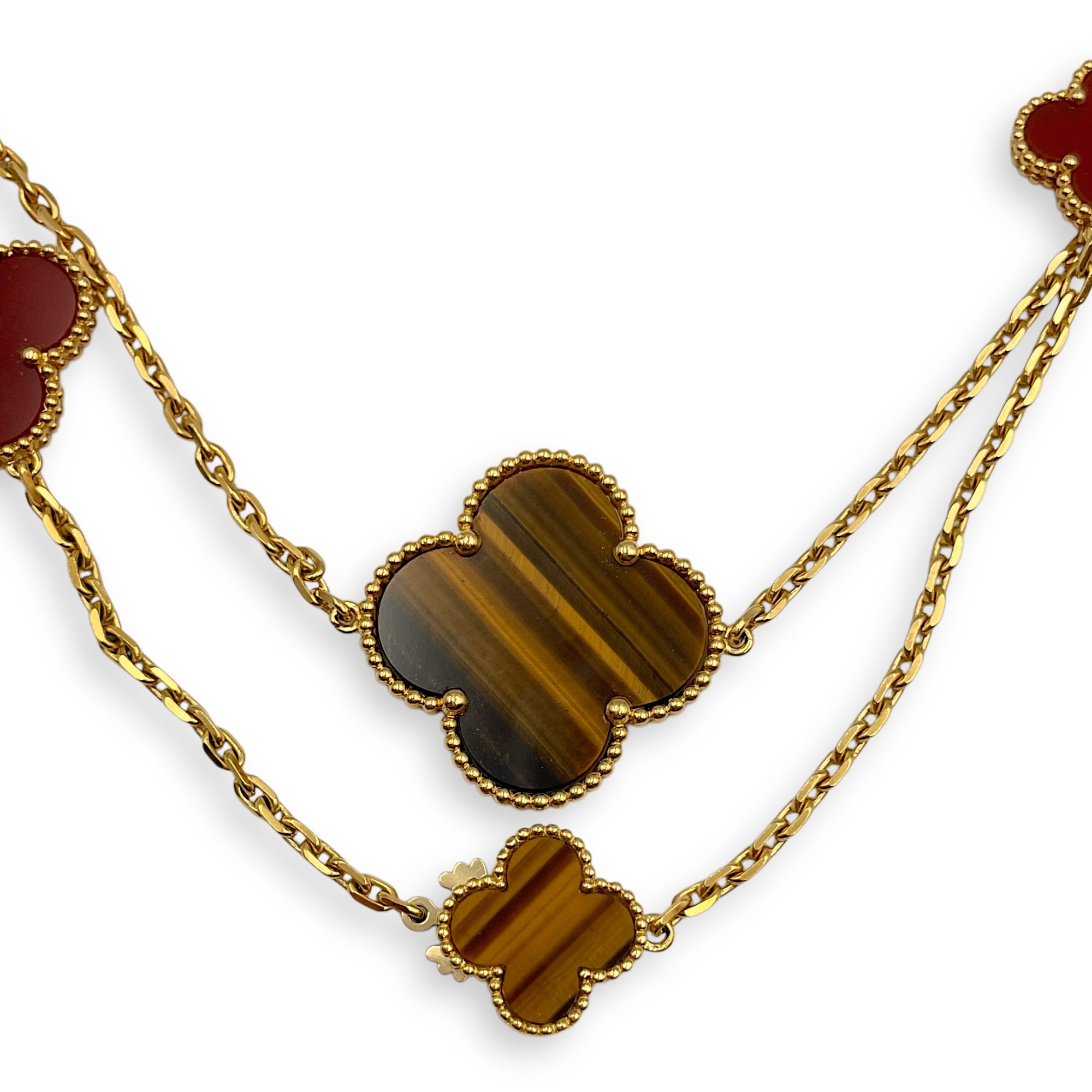 Magic Alhambra, 16 Motifs Long Necklace in Gold Hardware