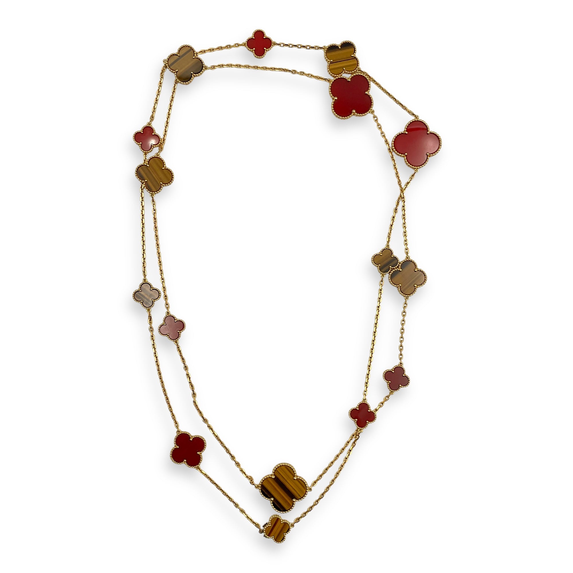 Magic Alhambra, 16 Motifs Long Necklace in Gold Hardware