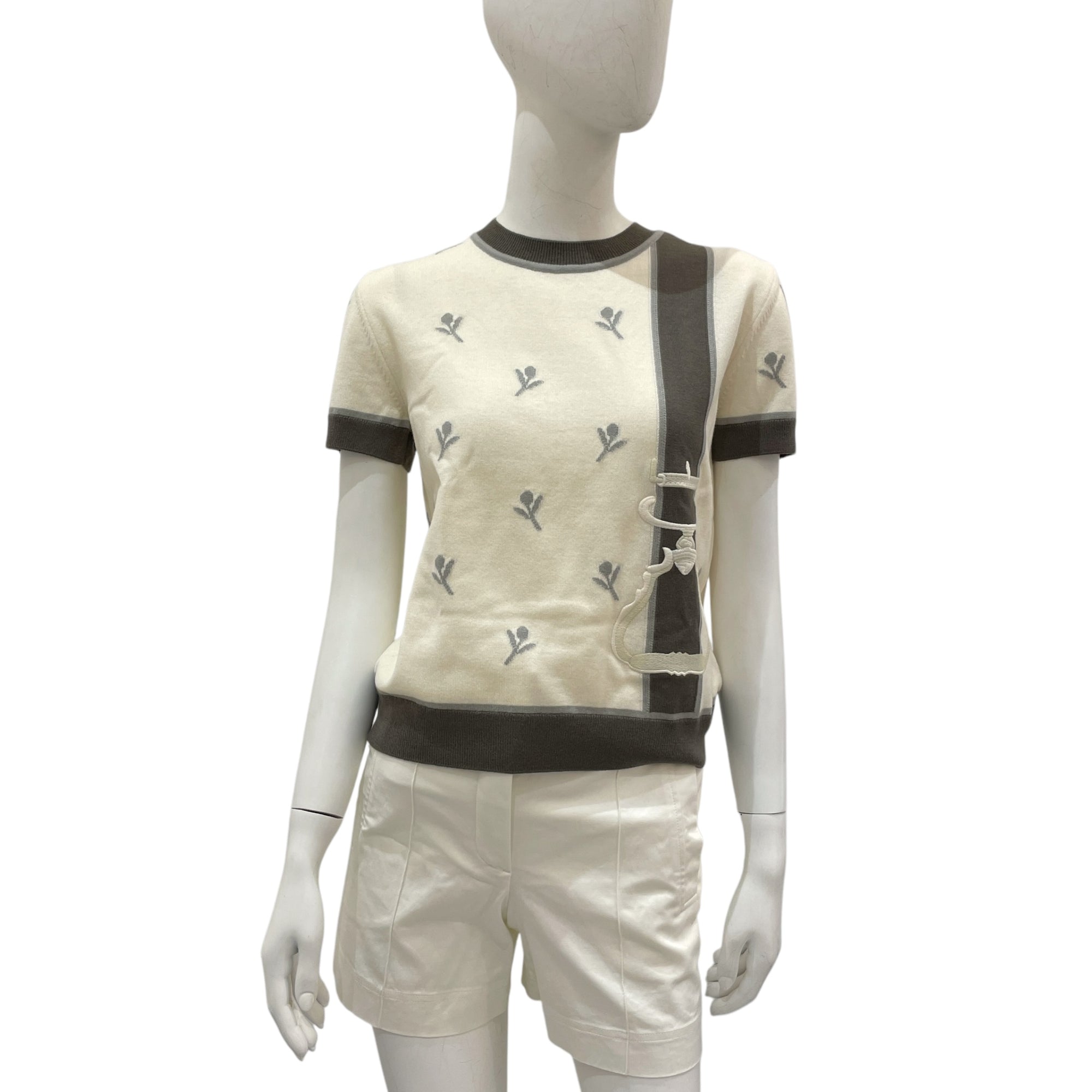 Etriers Embroidered 38 Gris Titane Short-Sleeved Sweater