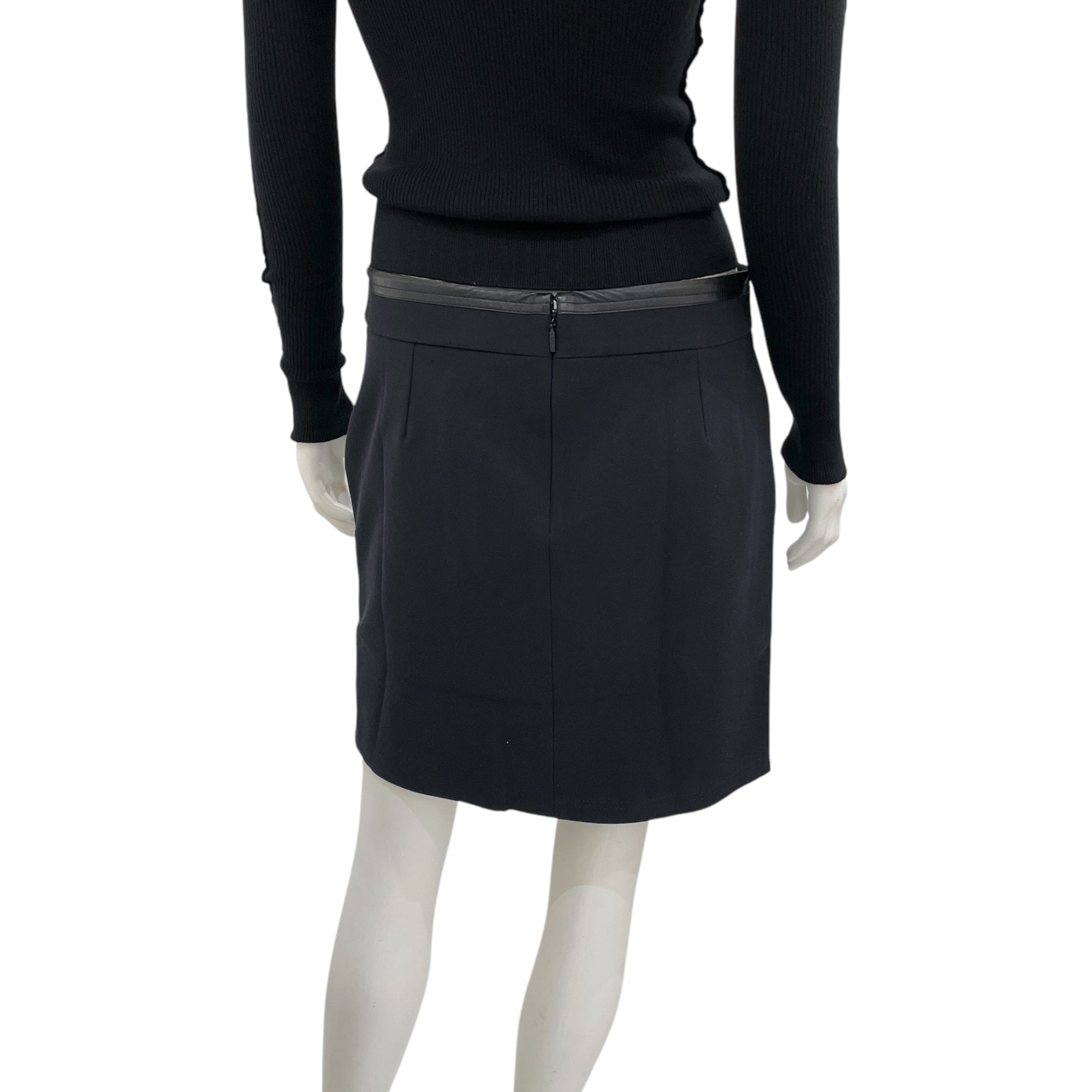 Gucci 40 Black Skirt in Cotton/Polymide/Elastan/Leather
