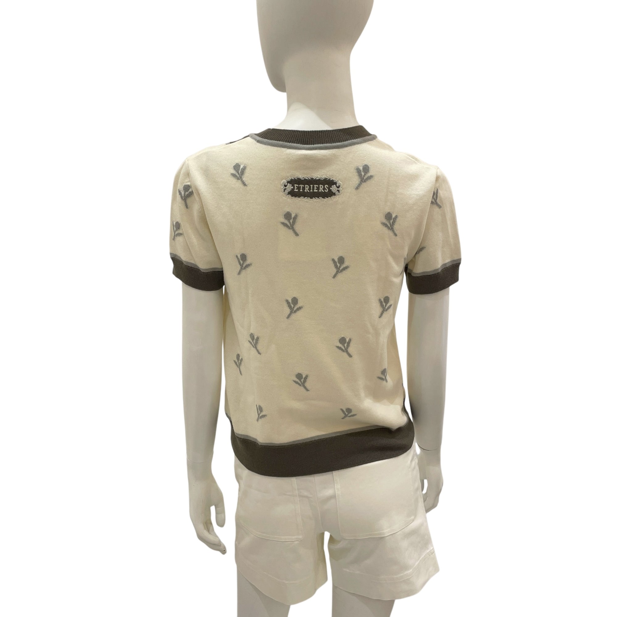 Etriers Embroidered 38 Gris Titane Short-Sleeved Sweater