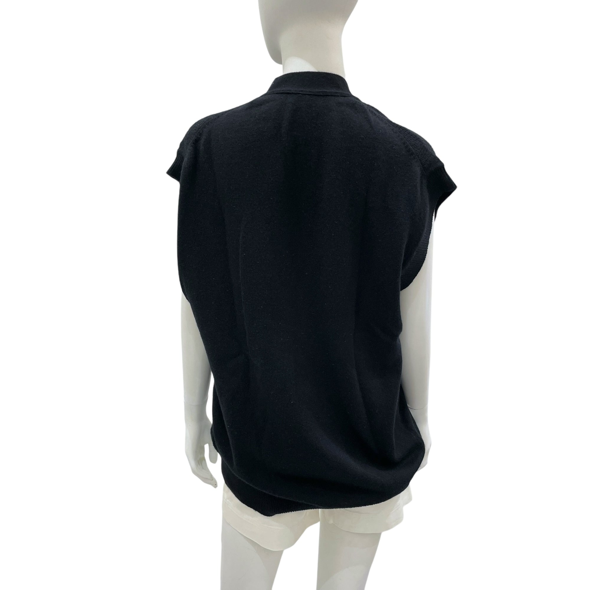 Sleeveless 34 Black Cardigan in Cashmere