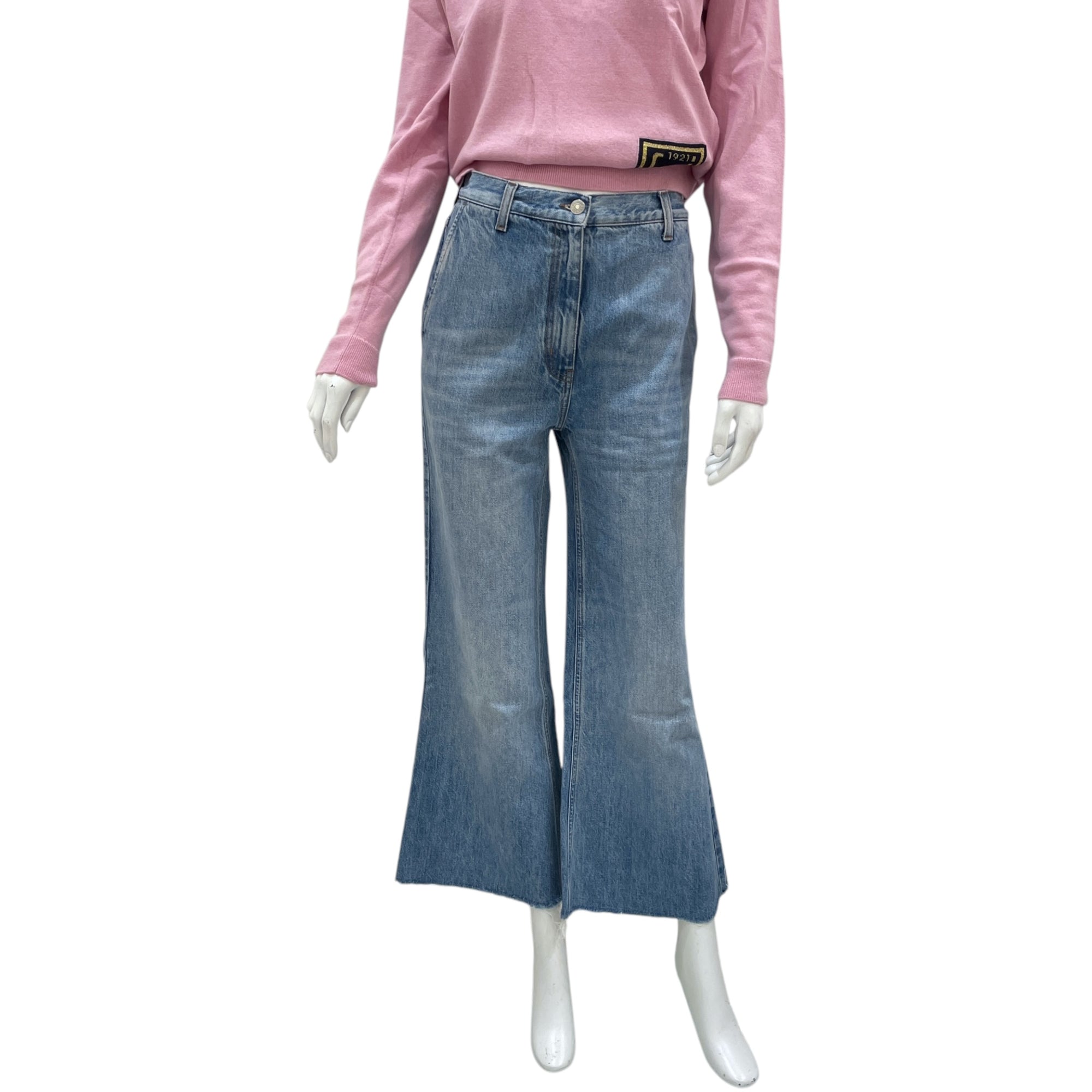 Le Pommes 27 Blue, Red, Yellow Jeans in Cotton Denim, Silver hardware