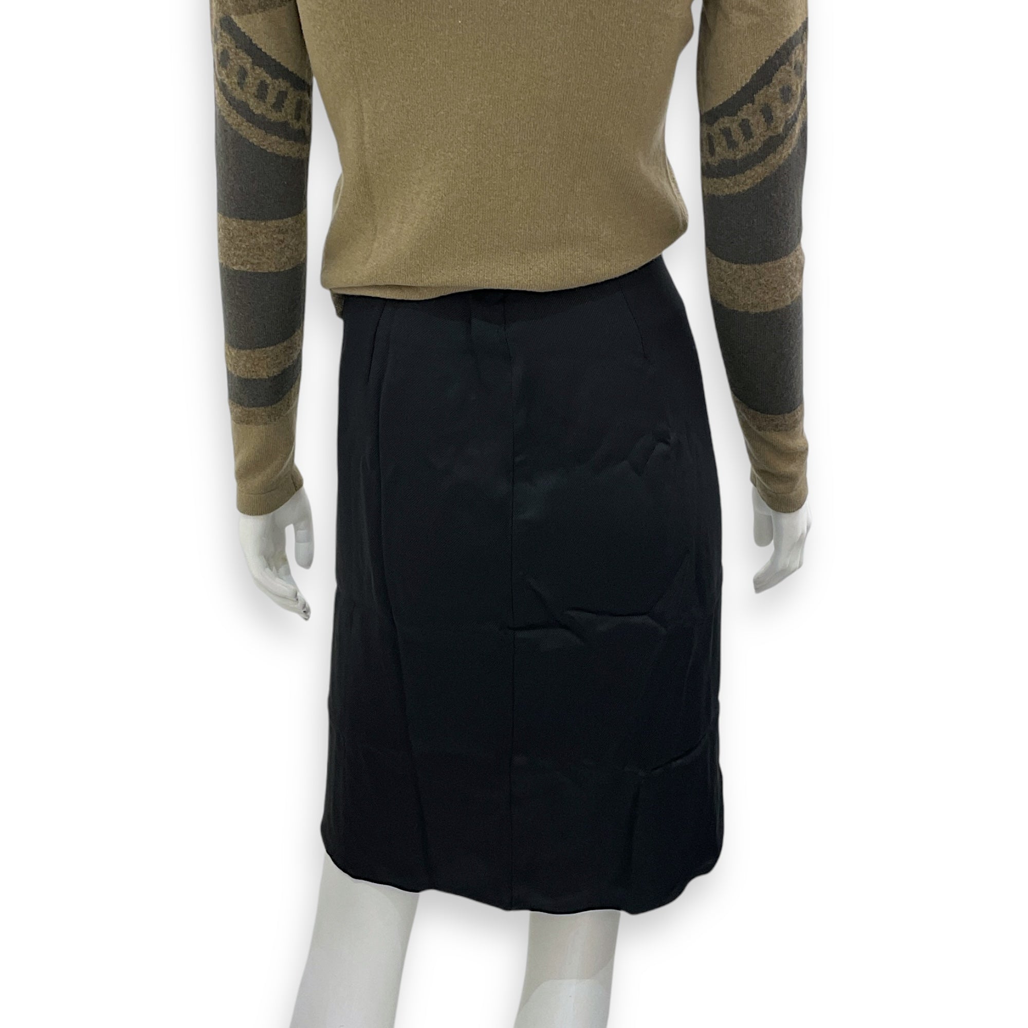 Wrap Around 34 Black Skirt with Leather Detail