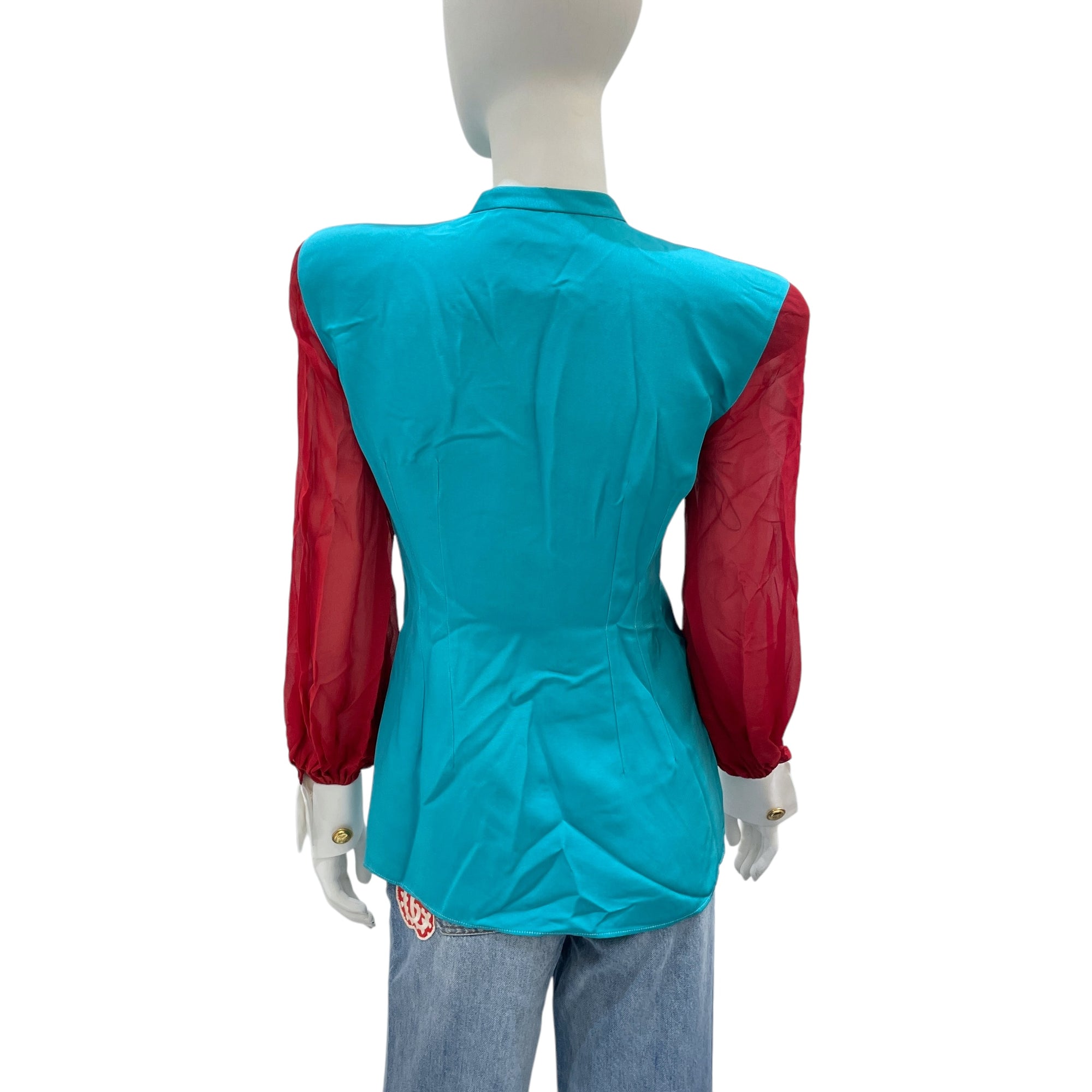 Faille and Silk-Georgette Colour-Block IT 38 Multi-colour Blouse in Viscose, Silk, Cotton, Gold hardware