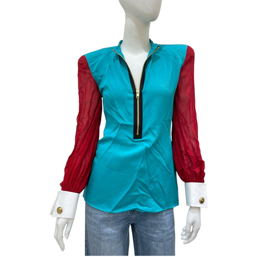 Faille and Silk-Georgette Colour-Block IT 38 Multi-colour Blouse in Viscose, Silk, Cotton Gold hardware CL2410-6290 1
