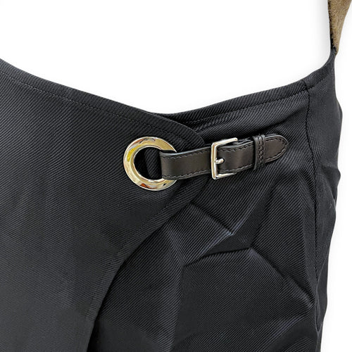 Wrap Around 34 Black Skirt with Leather Detail
