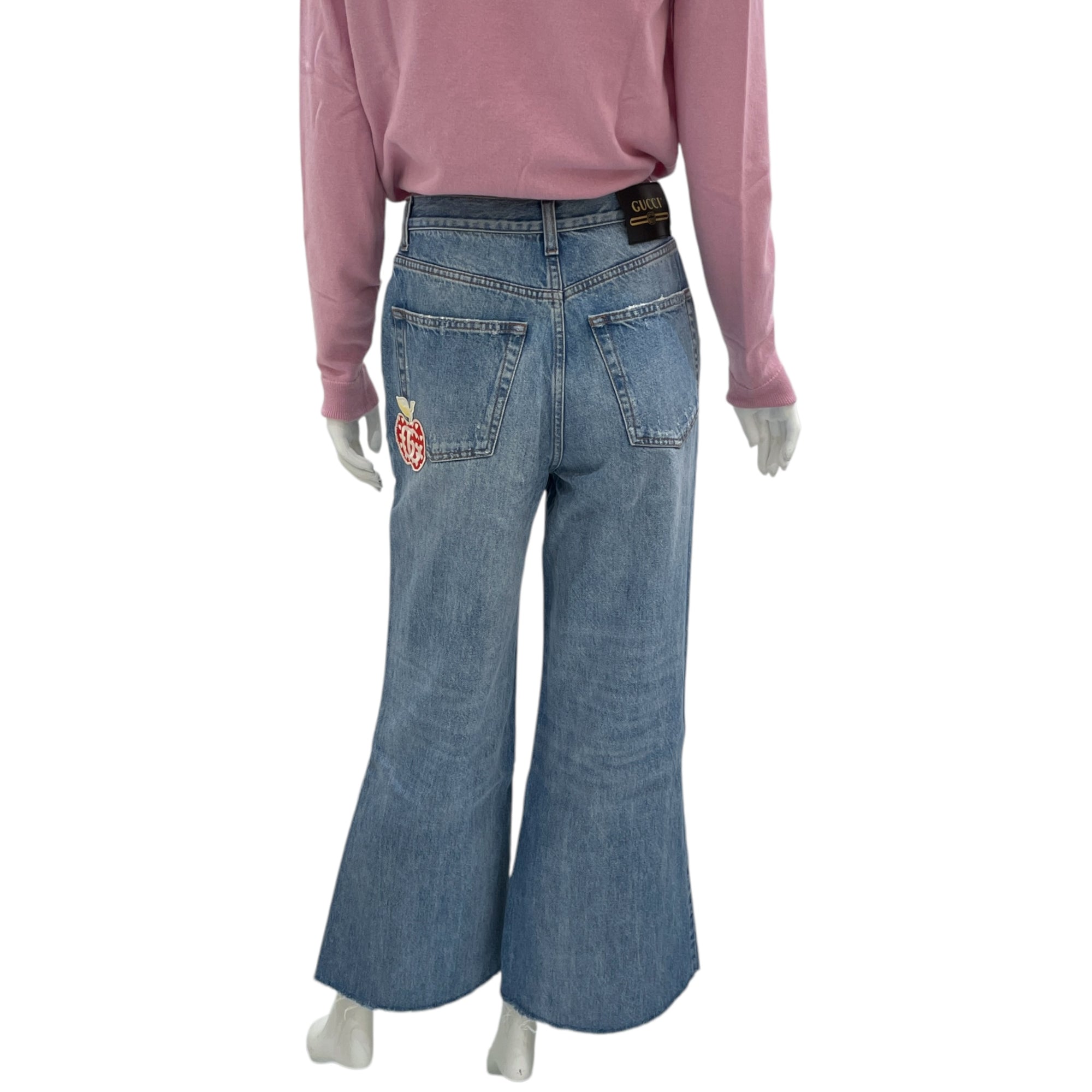 Le Pommes 27 Blue, Red, Yellow Jeans in Cotton Denim, Silver hardware