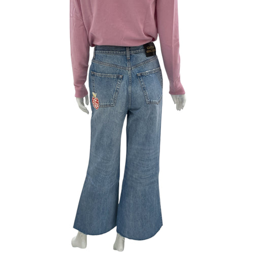 Le Pommes 27 Blue, Red, Yellow Jeans in Cotton Denim, Silver hardware