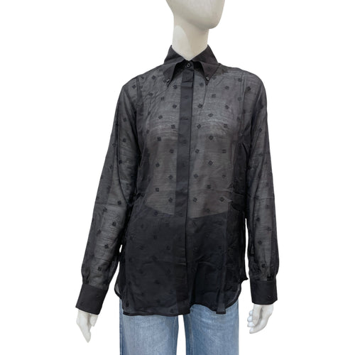 FF Micro Logo 36 Black Long-Sleeved Shirt in SIlk, Wool