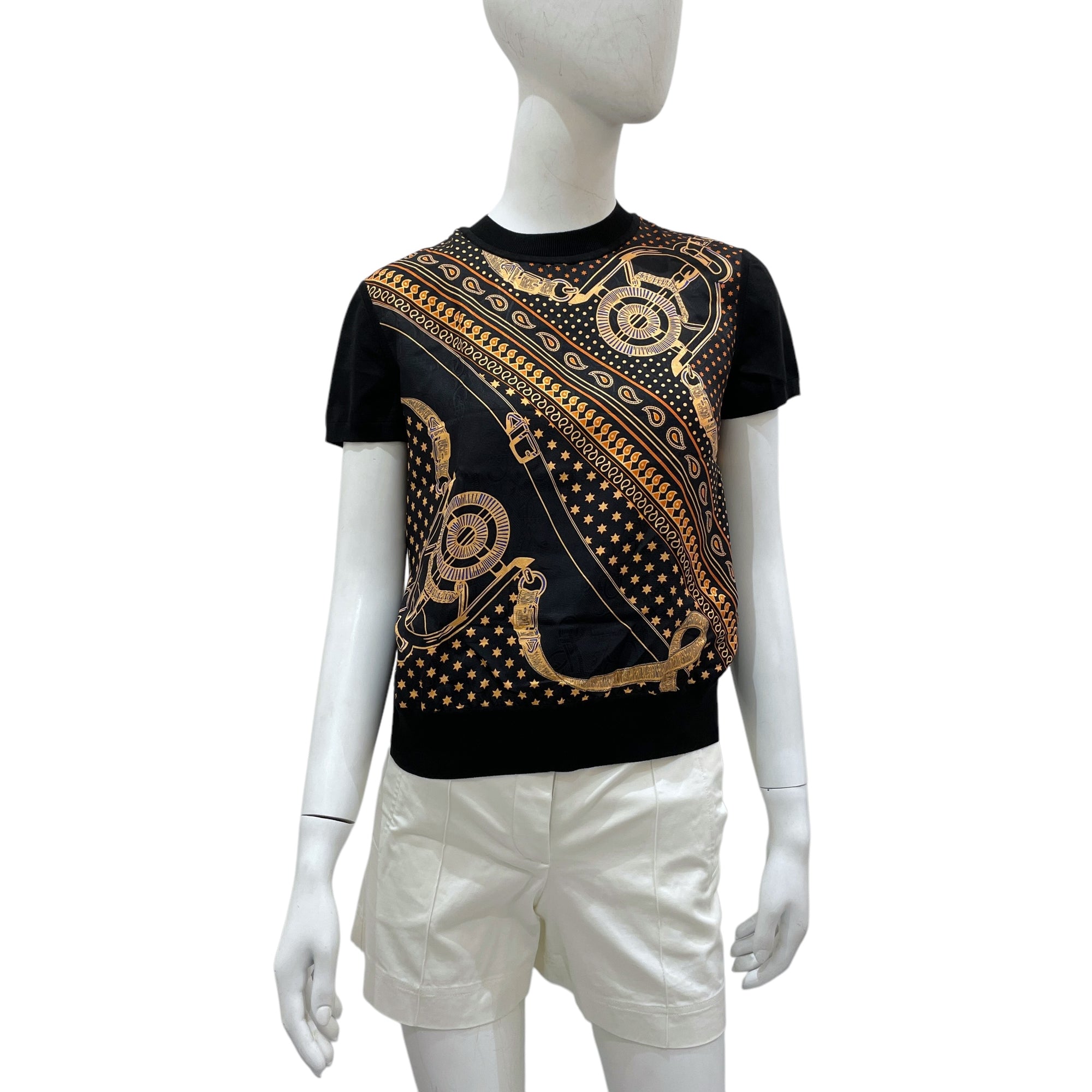 Eperon d'Or Bandana 38 Black Short-Sleeve Twillaine Sweater