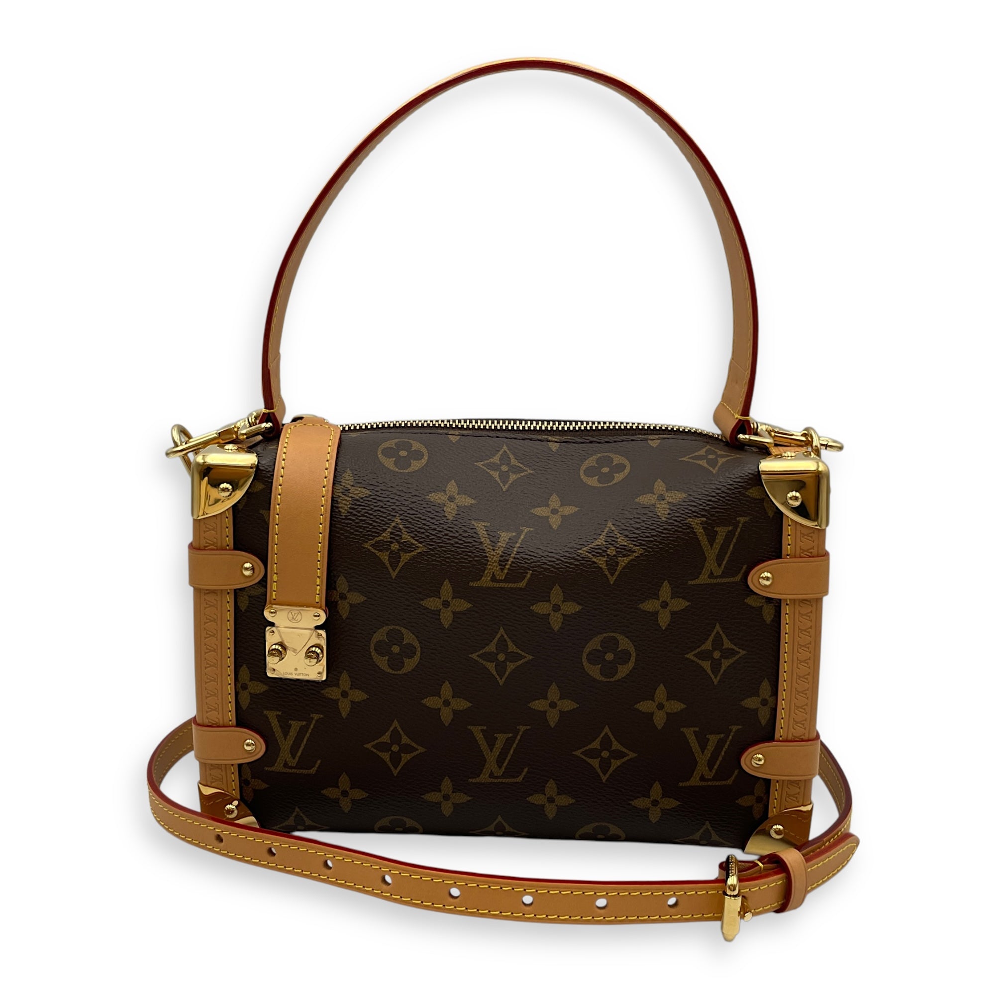 Side Trunk MM Brown Monogram Shoulder Bag in Coated Canvas, Gold hardware