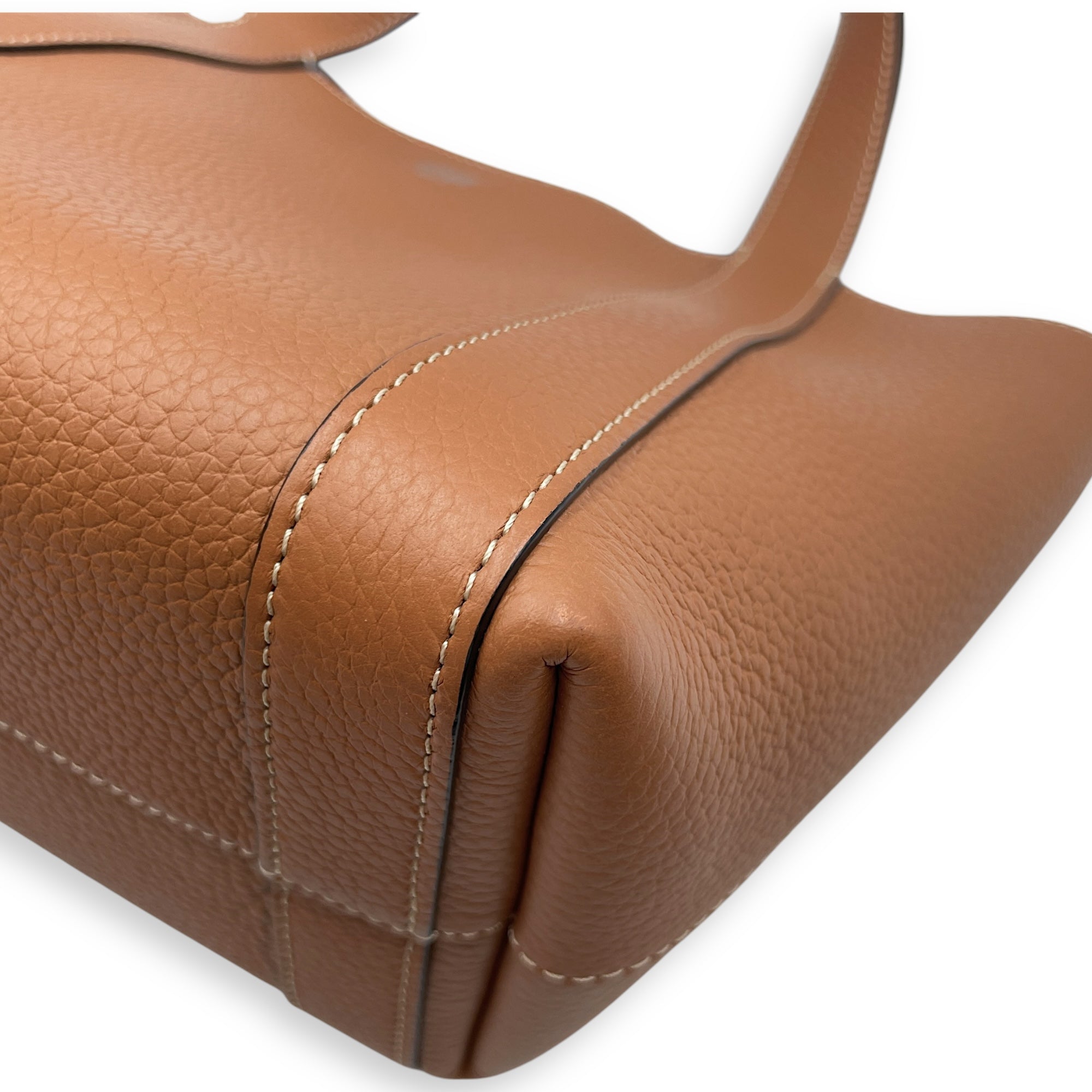 Duo BB Beige and Blue Interior Top Handle Bag in Calfskin