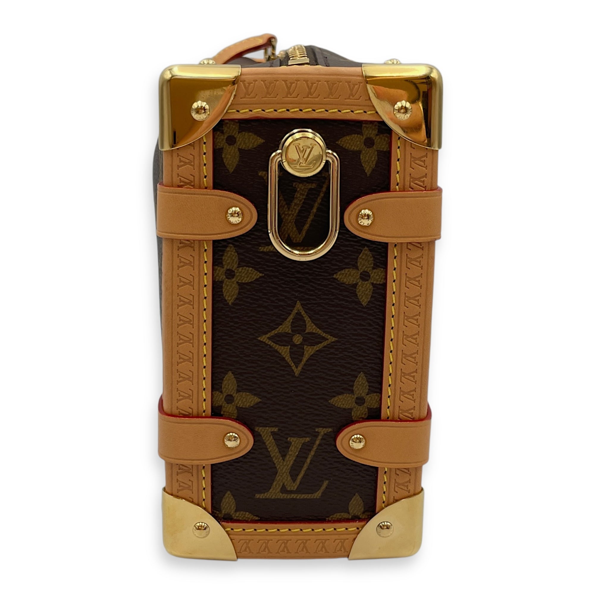 Side Trunk MM Brown Monogram Shoulder Bag in Coated Canvas, Gold hardware