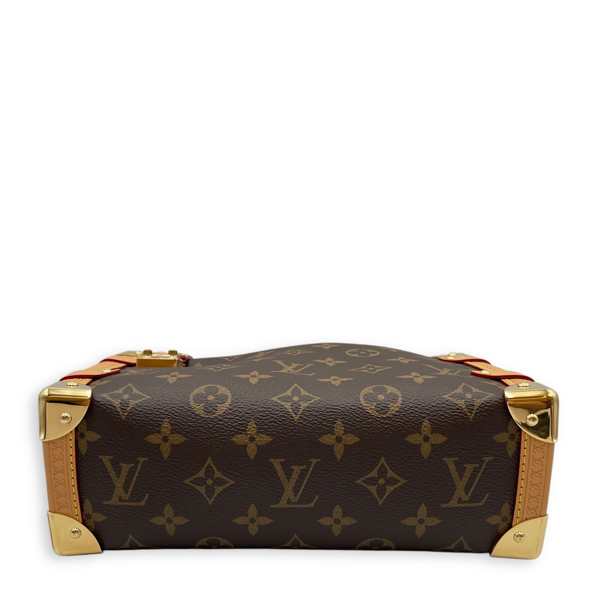 Side Trunk MM Brown Monogram Shoulder Bag in Coated Canvas, Gold hardware