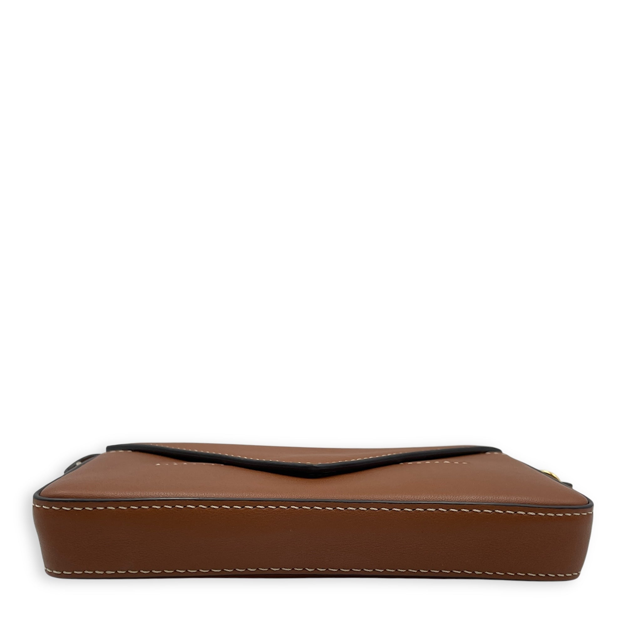 Mini Brown Crossbody Bag , Gold hardware