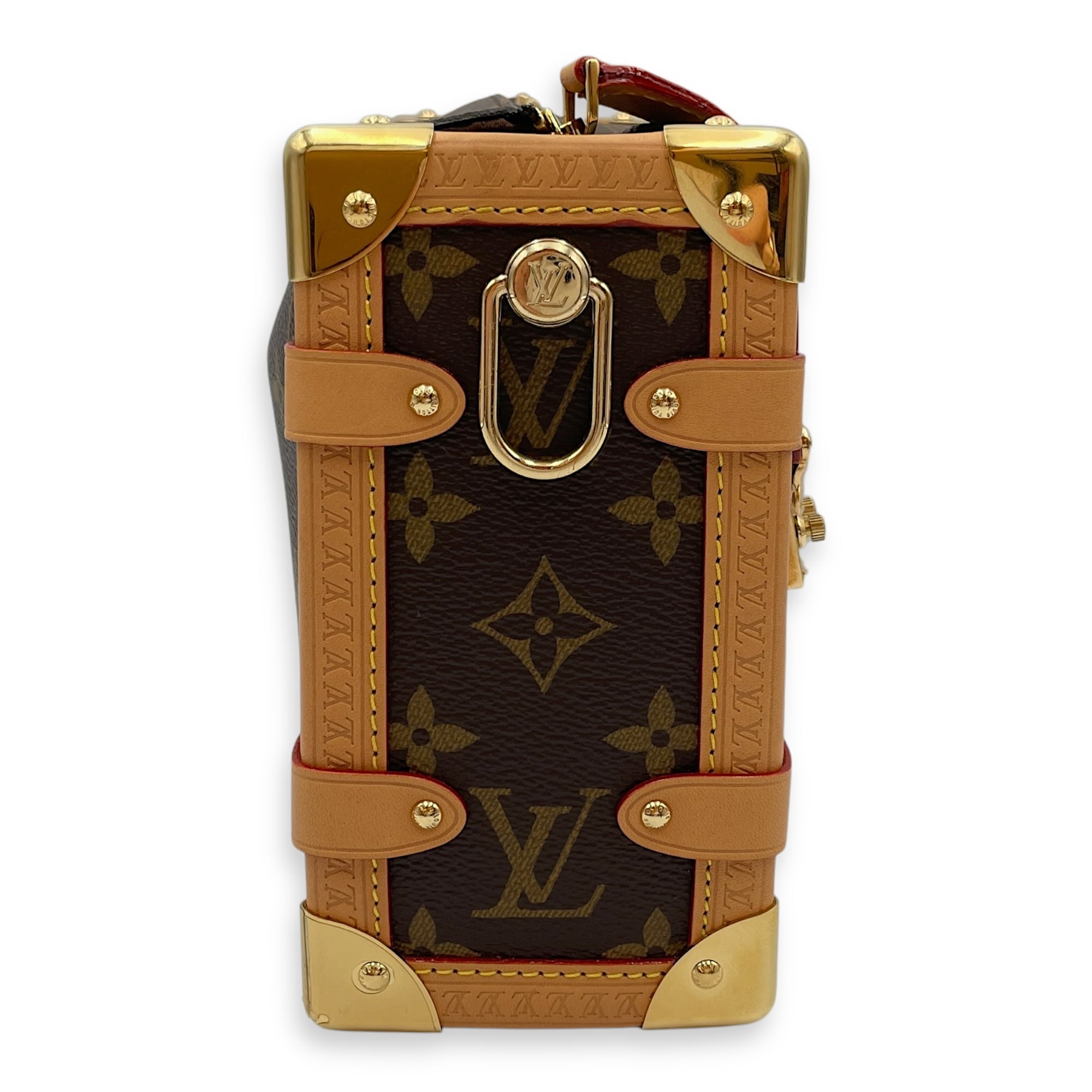 Side Trunk MM Brown Monogram Shoulder Bag in Coated Canvas, Gold hardware