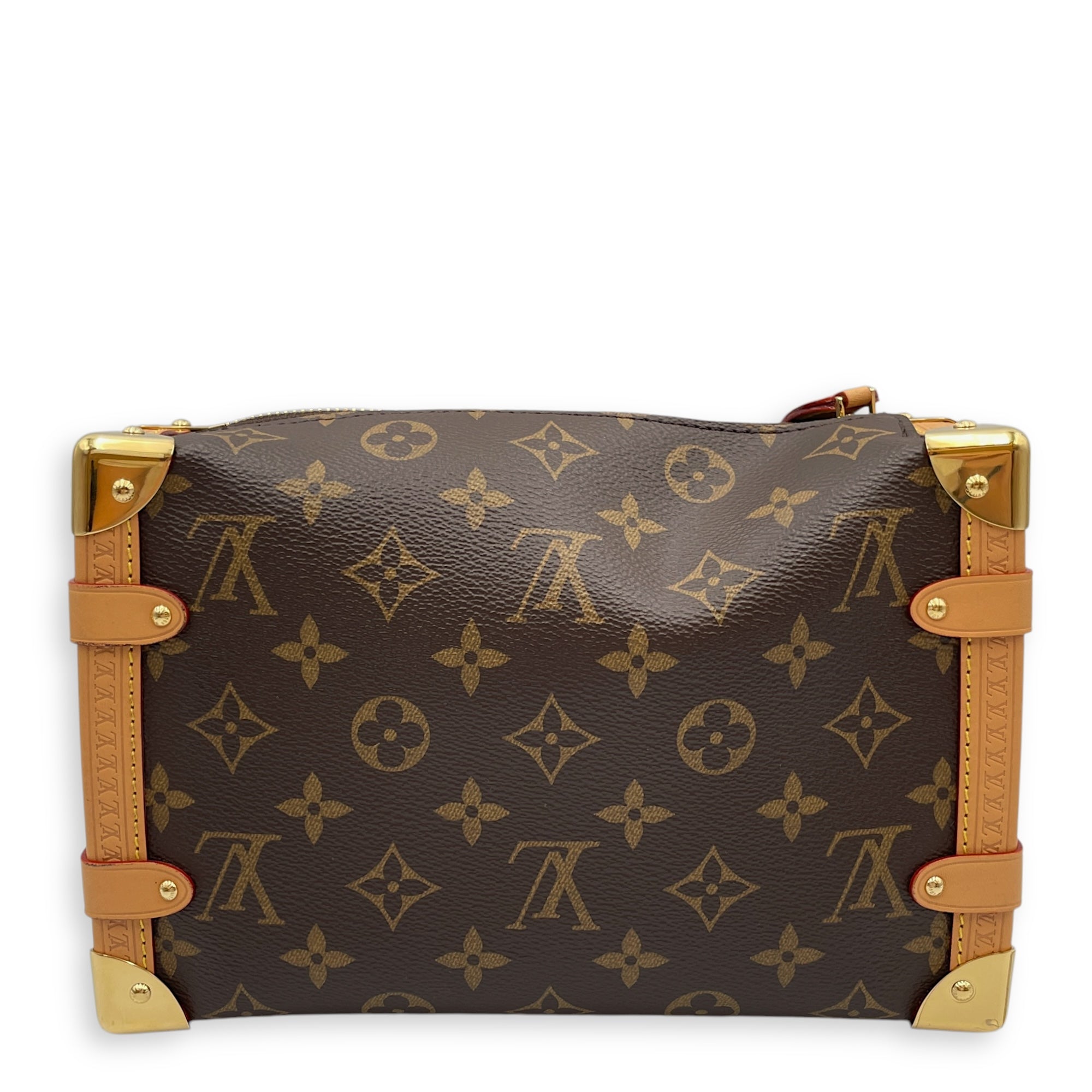 Side Trunk MM Brown Monogram Shoulder Bag in Coated Canvas, Gold hardware
