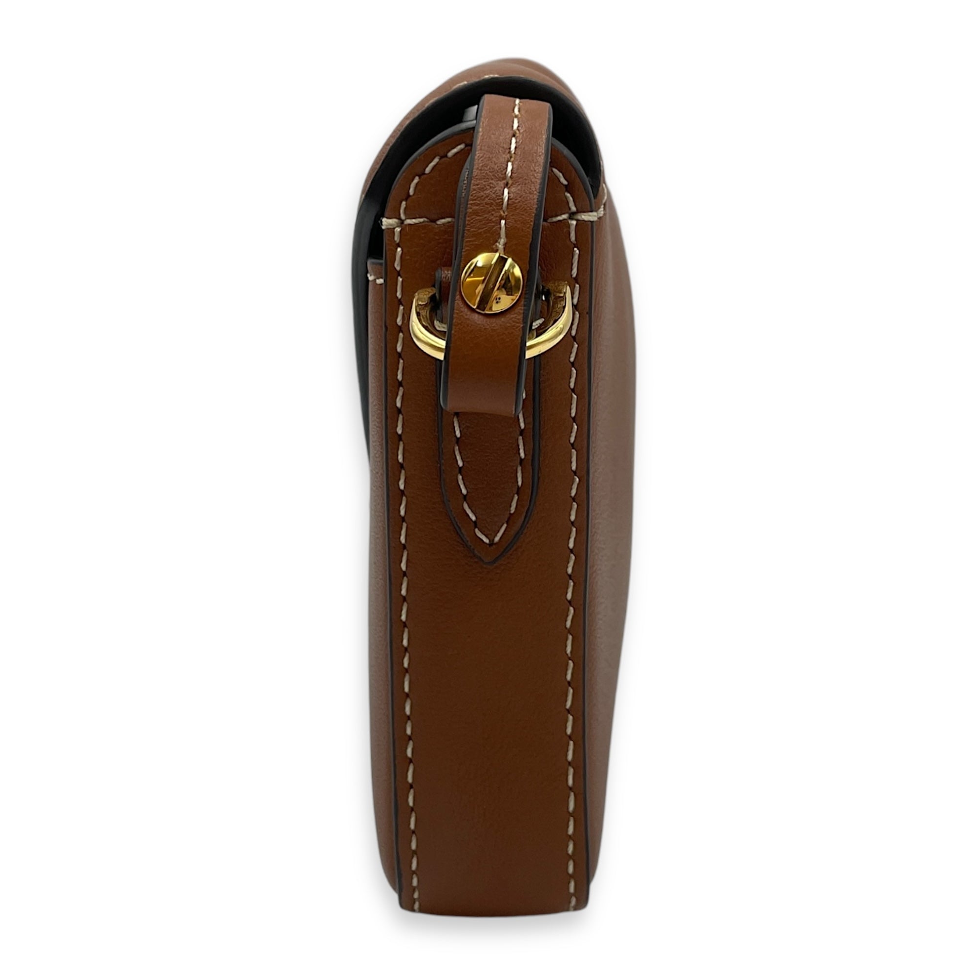 Mini Brown Crossbody Bag , Gold hardware