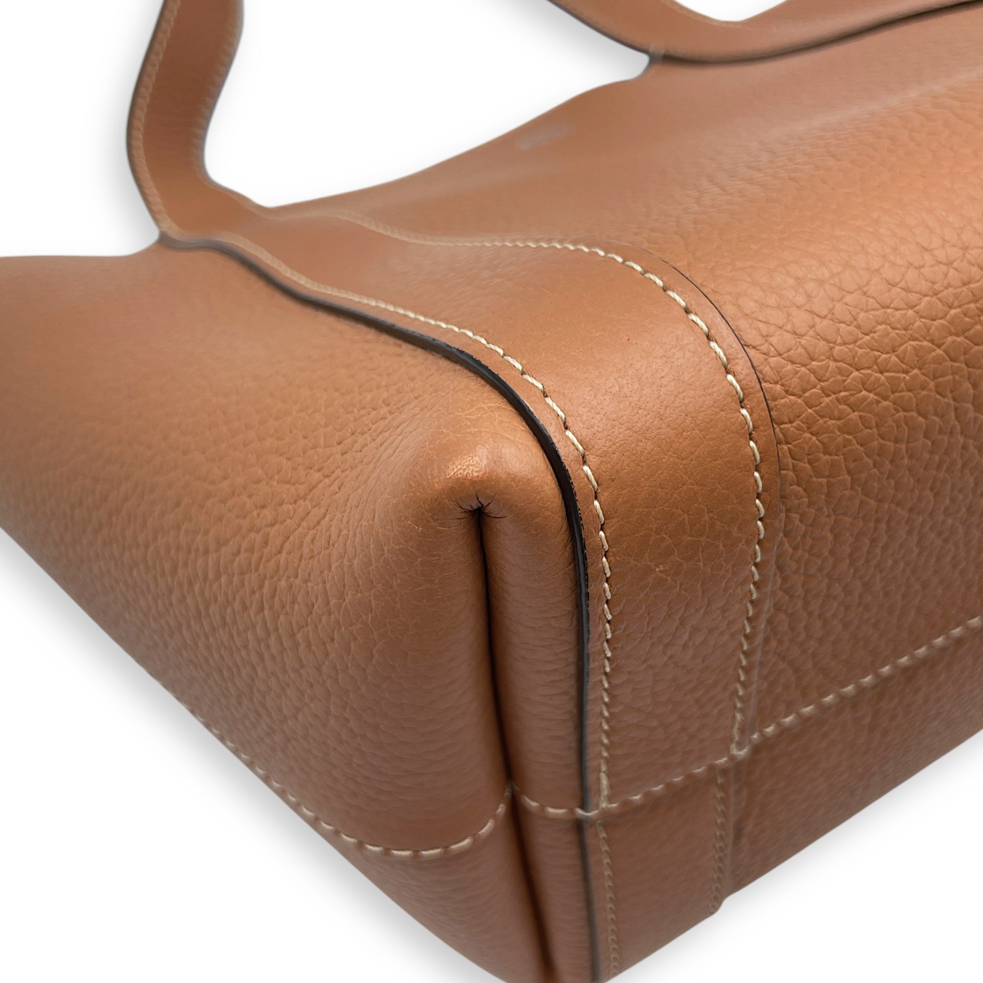 Duo BB Beige and Blue Interior Top Handle Bag in Calfskin