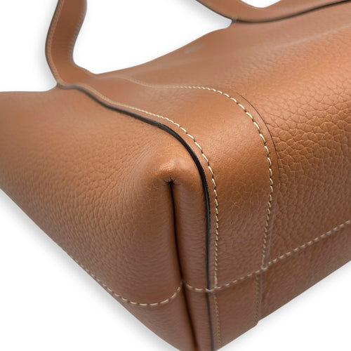 Duo BB Beige and Blue Interior Top Handle Bag in Calfskin