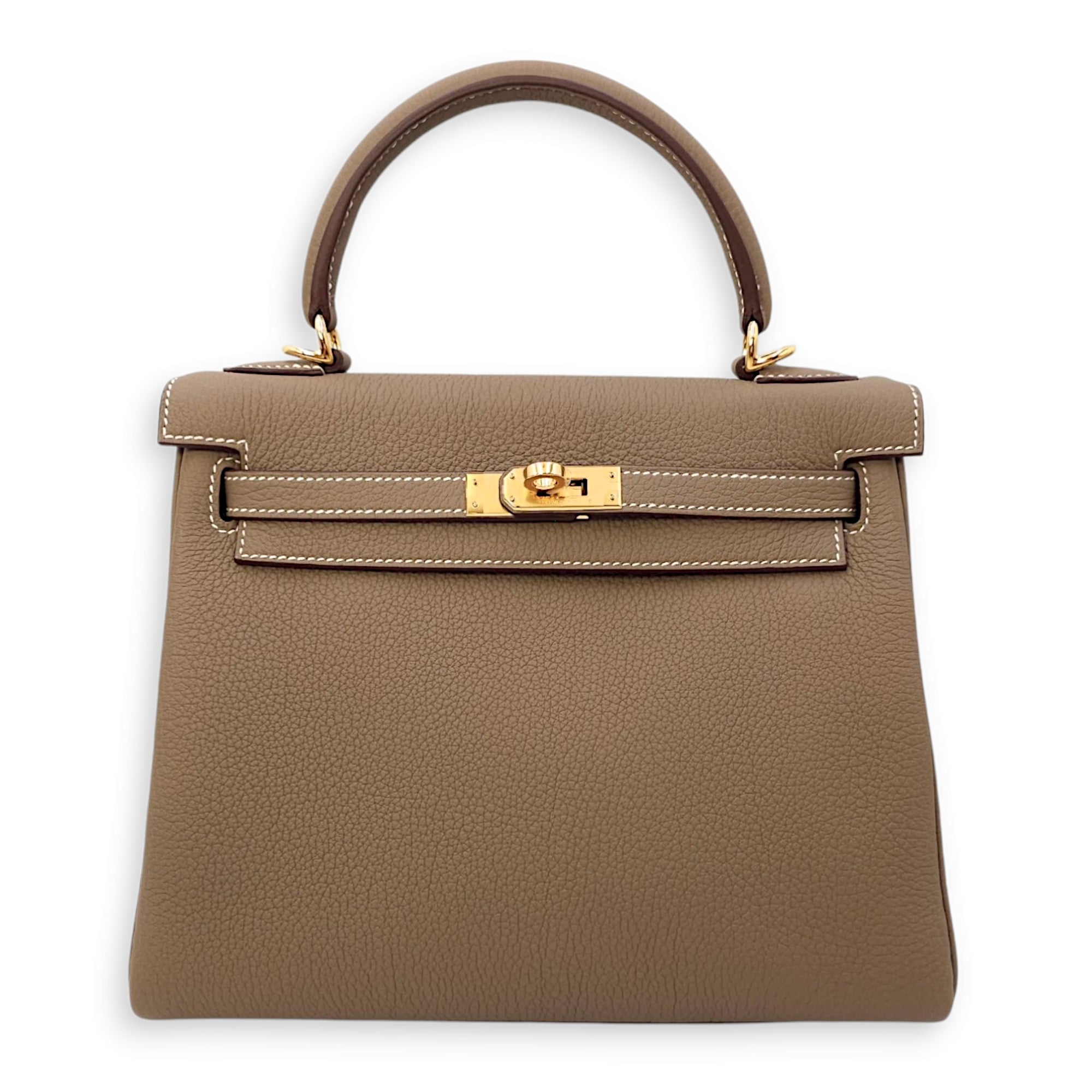 Kelly 25 Etoupe in Togo, Gold hardware