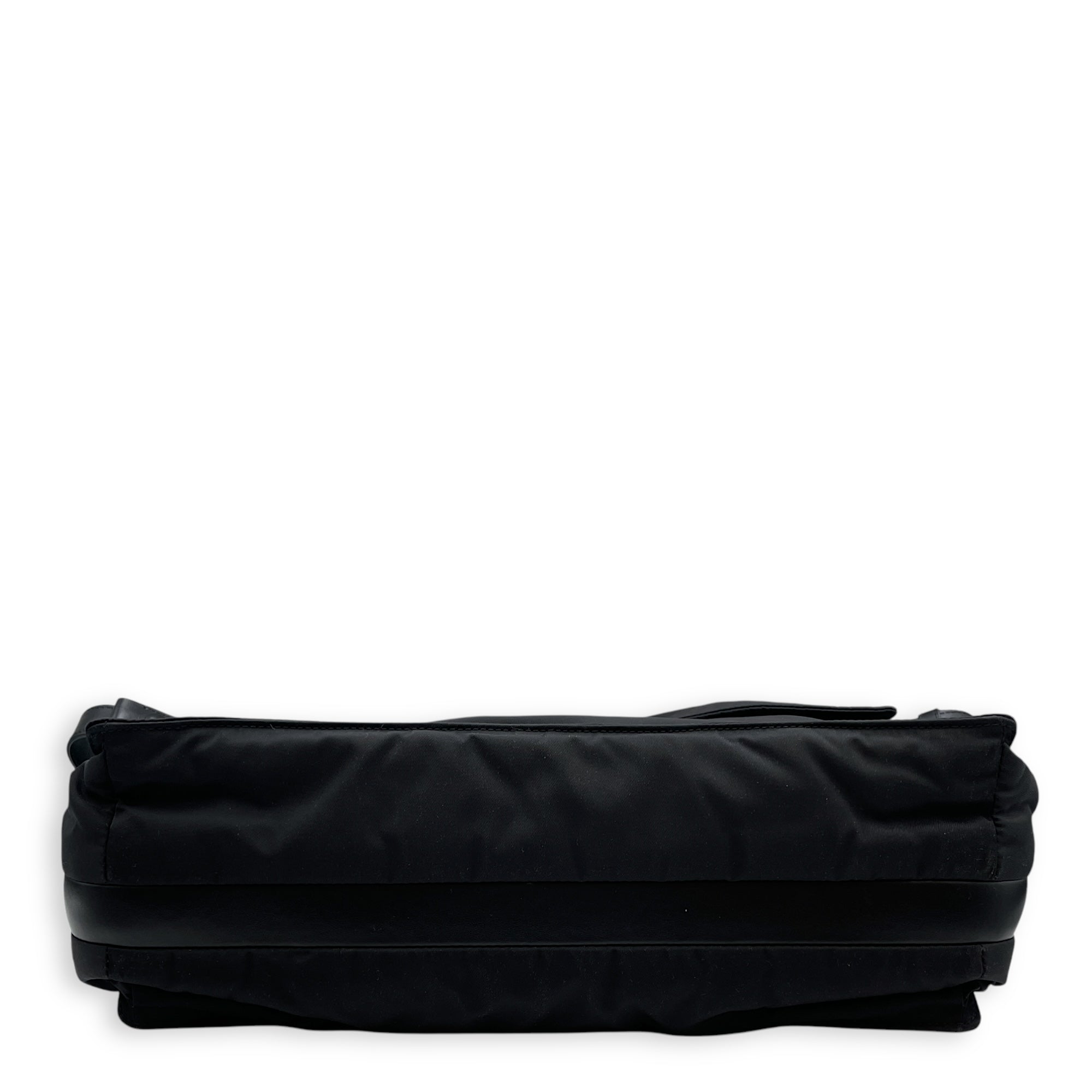 Nylon Large Black Messenger Bag , Silver hardware