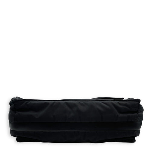 Nylon Large Black Messenger Bag , Silver hardware