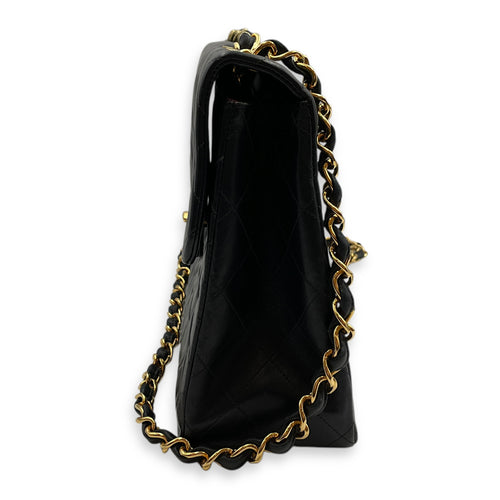 Vintage Maxl Black Flap Bag in Lambskin, Gold hardware