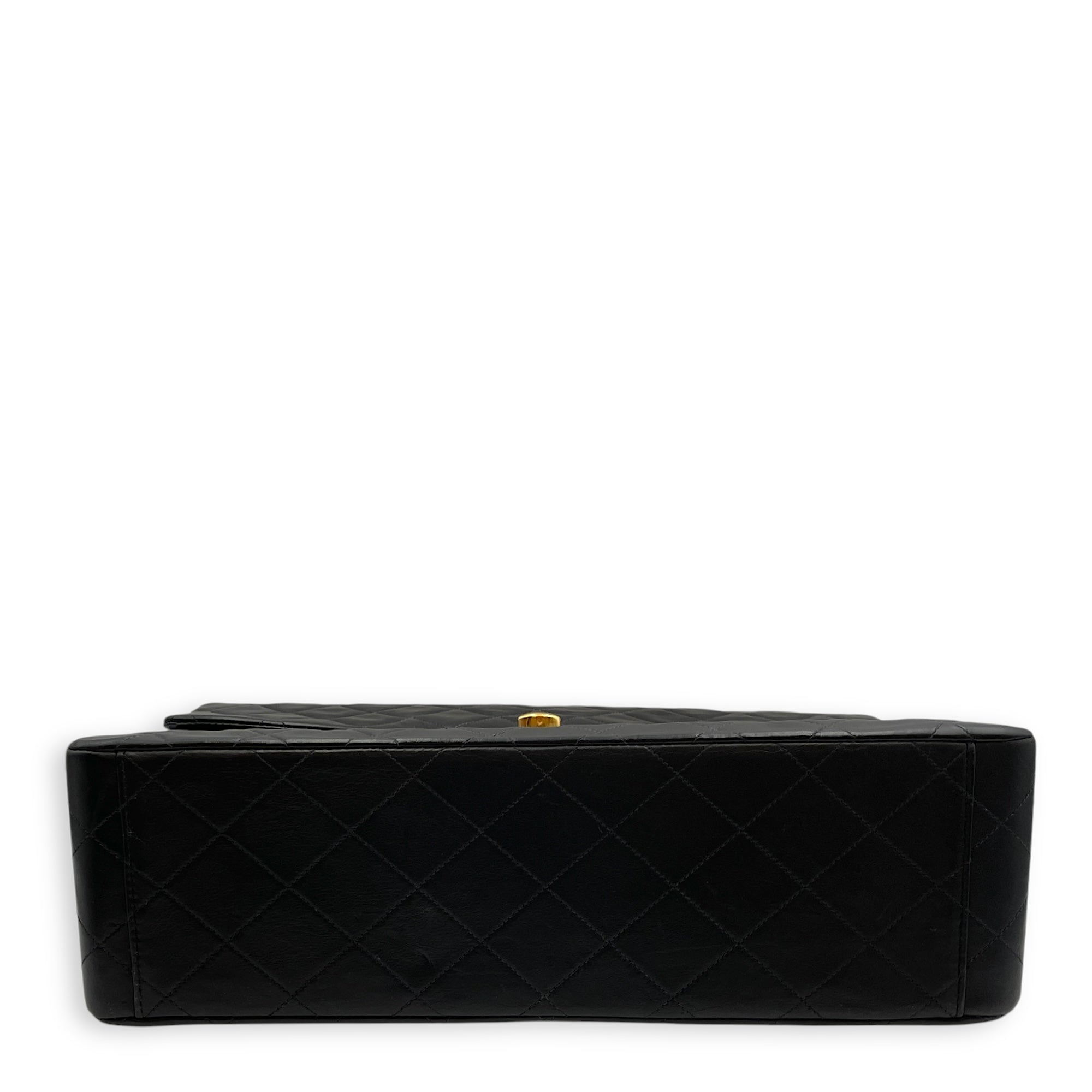 Vintage Maxl Black Flap Bag in Lambskin, Gold hardware