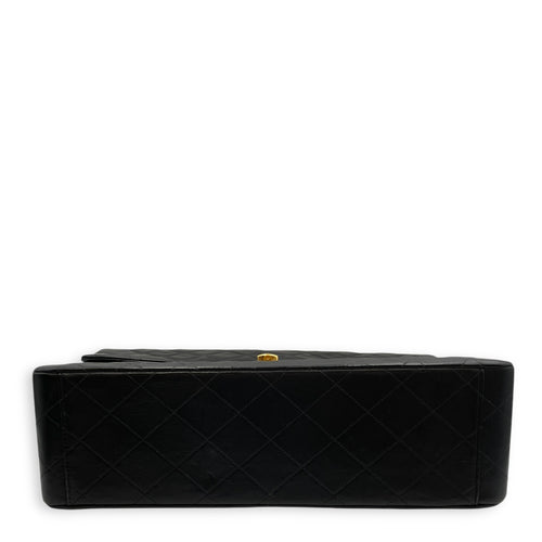 Vintage Maxl Black Flap Bag in Lambskin, Gold hardware
