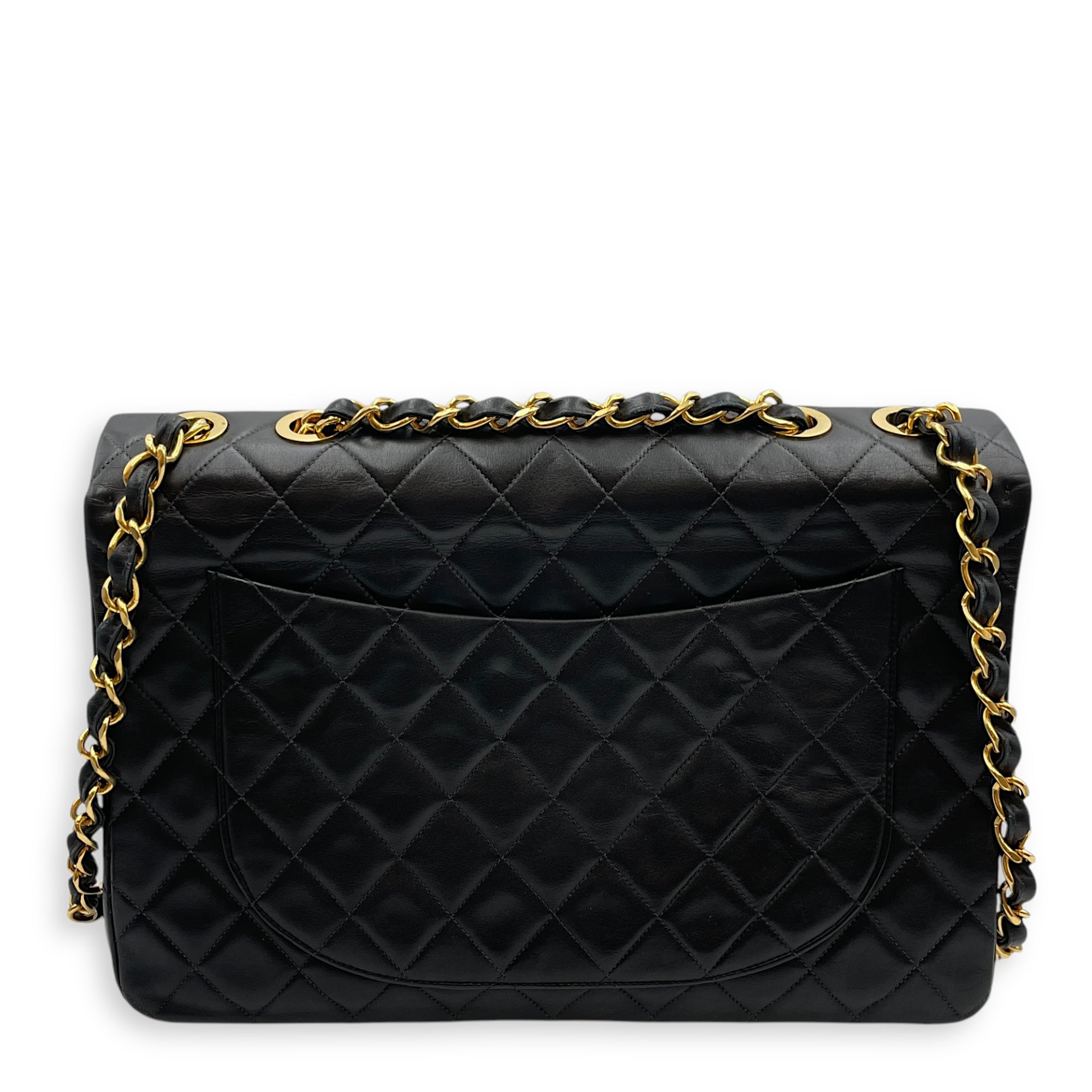 Vintage Maxl Black Flap Bag in Lambskin, Gold hardware