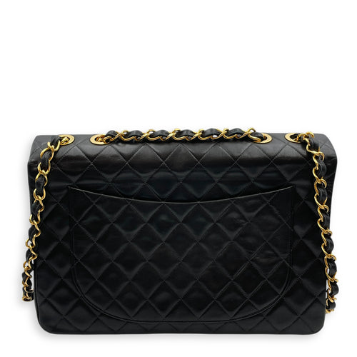 Vintage Maxl Black Flap Bag in Lambskin, Gold hardware
