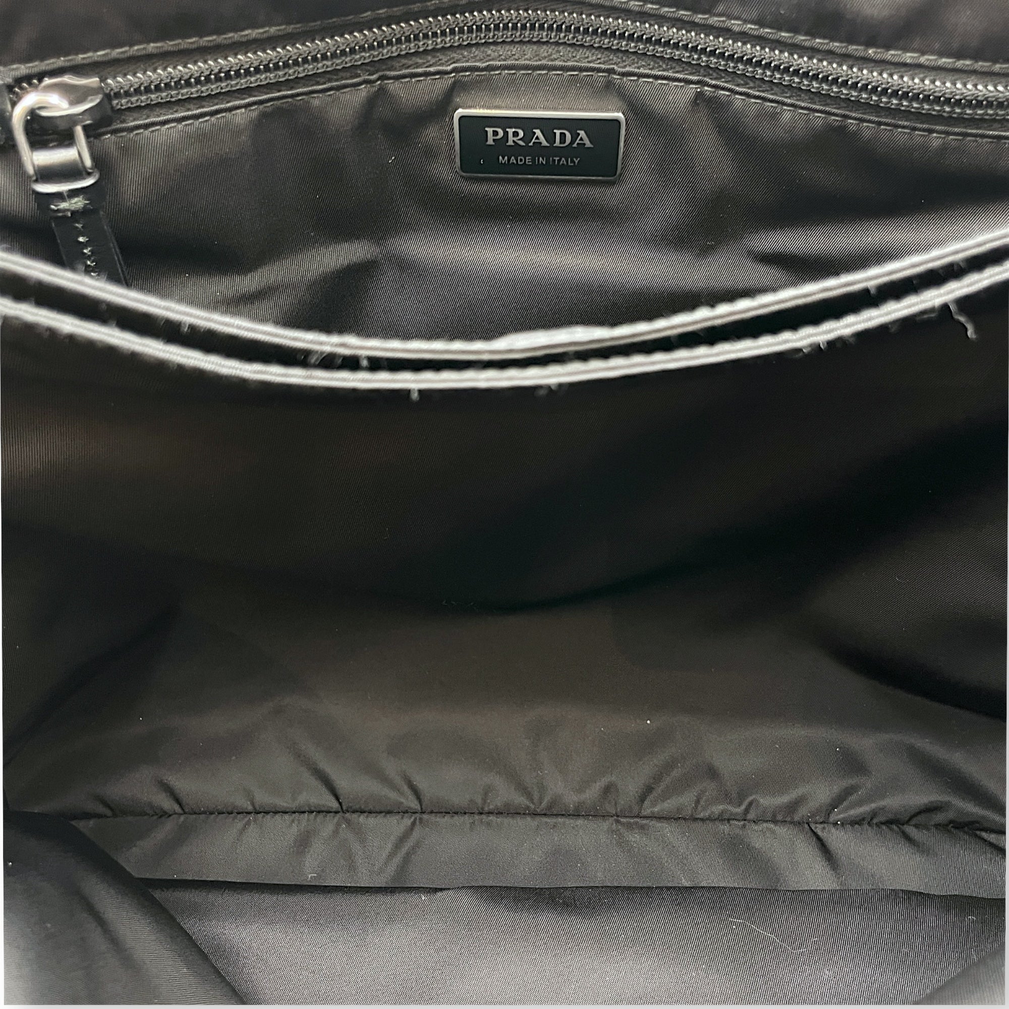Nylon Large Black Messenger Bag , Silver hardware