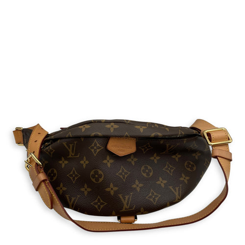 BumBag Brown Monogram Belt Bag in Coated Canvas, Gold hardware