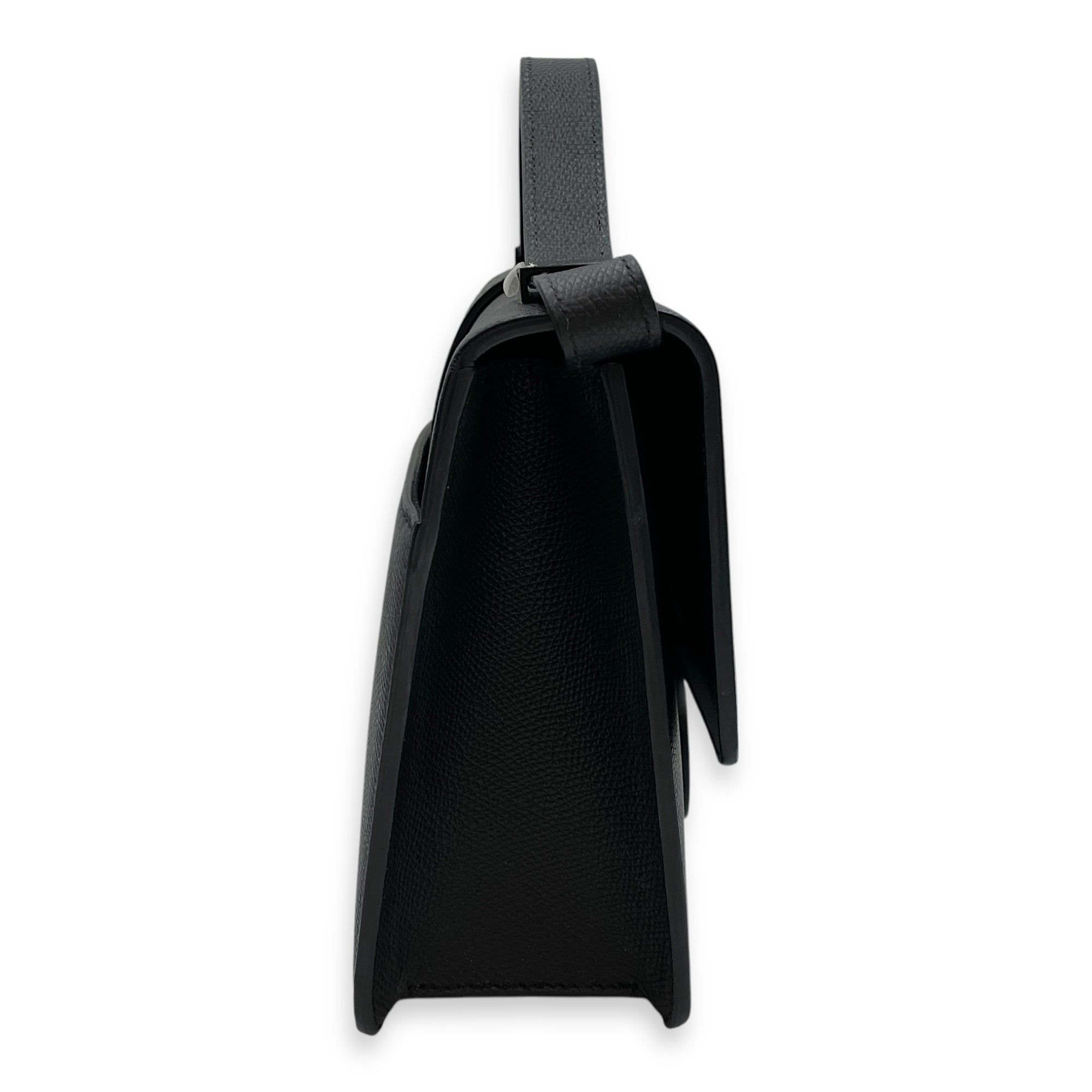 Montaigne 30 Medium Black Shoulder Bag in Calfskin, Black Powder Coated hardware