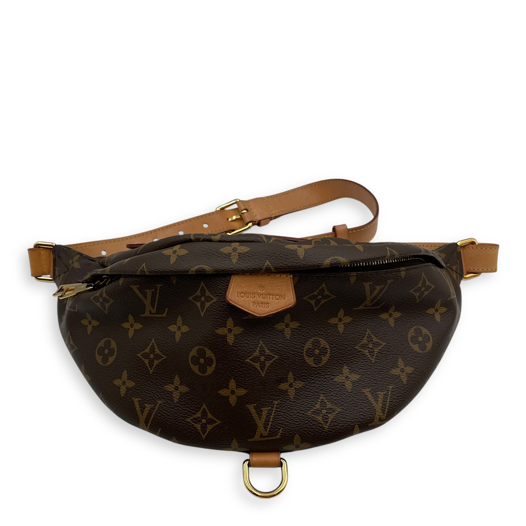 BumBag Brown Monogram Belt Bag in Coated Canvas, Gold hardware