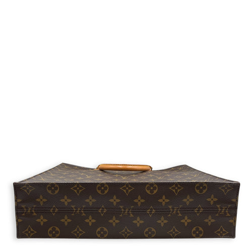 Sac Plat Brown Monogram Top Handle Bag in Coated Canvas, Gold hardware