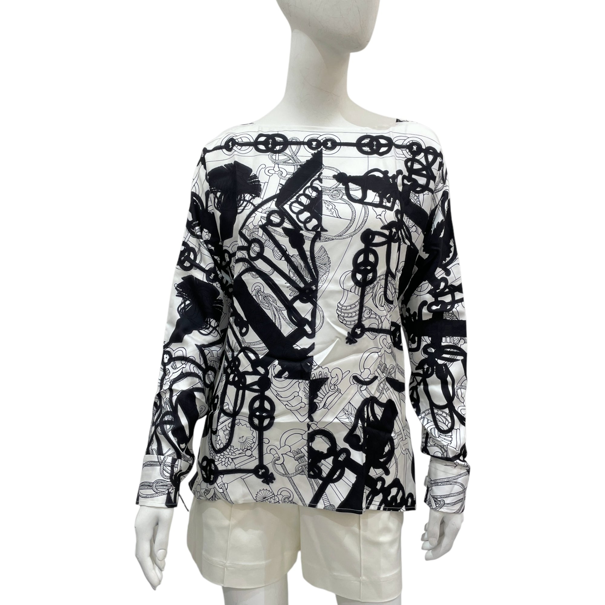 Cliquetis Tattoo Aquarelle 34 Blanc Blouse with Eyelet Detail