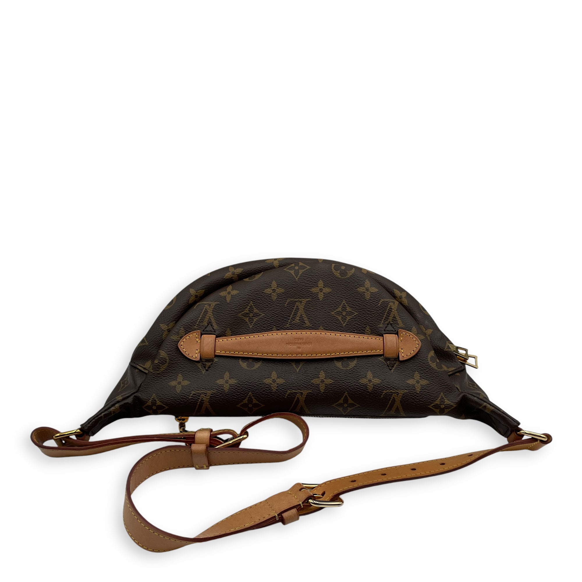 BumBag Brown Monogram Belt Bag in Coated Canvas, Gold hardware